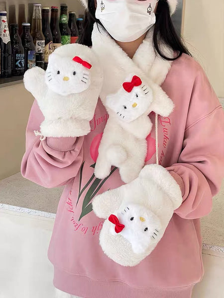 Cute Kitty Scarf & Gloves