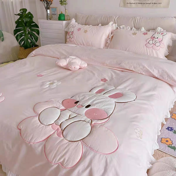Flower And Rabbit Bedding Set