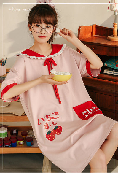 Kawaii Strawberry Milk Nightdress