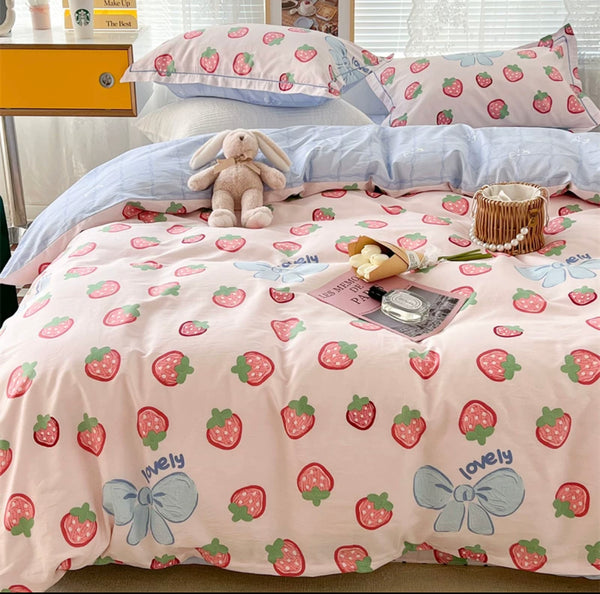 Strawberry With Bowknot Bedding Set