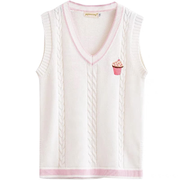 Embroidery Ice Cream Knitted Vest
