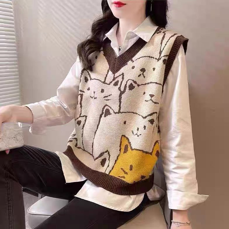 Kawaii Kitty Knitted Vest