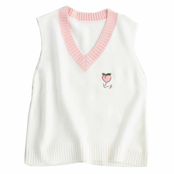 Embroidery Fruits Knitted Vest