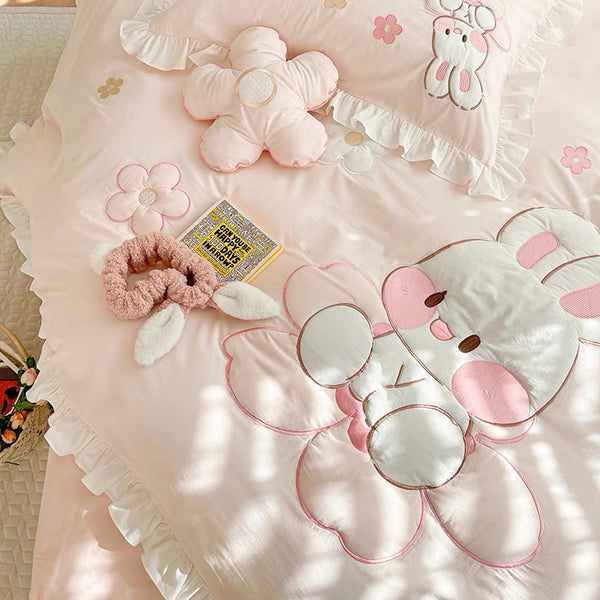 Flower And Rabbit Bedding Set