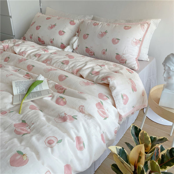 Peach With Rabbit Bedding Set