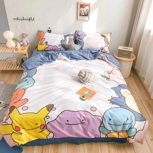 DDQQ Anime Bedding Set 3D Printed Twin Size Japan Anime Bed Set 3Pcs Lovely  Soft/Breathable