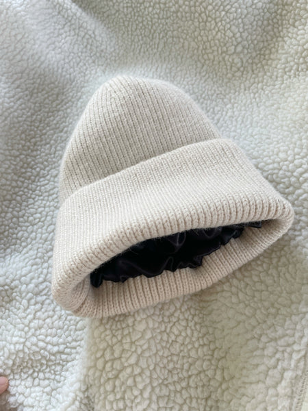 Satin Lined Knit Beanie Winter Hat