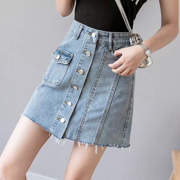 Harajuku Button Jean Skirt