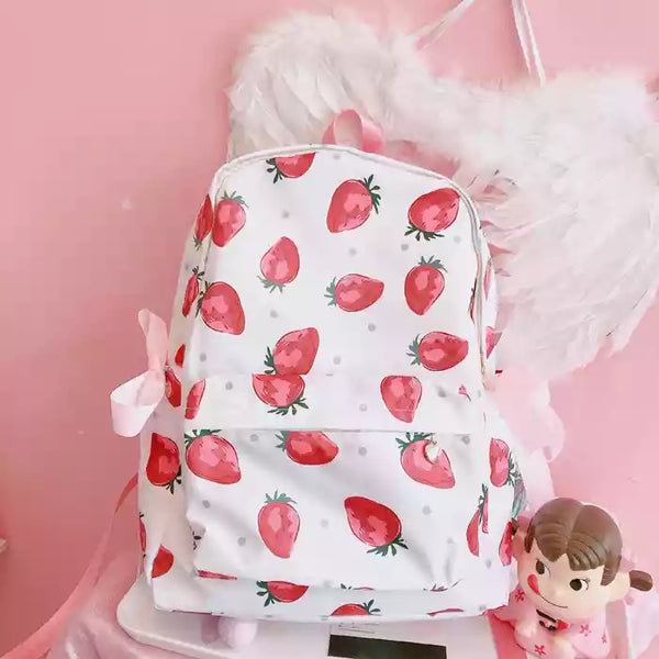Strawberry Printed  Backpack