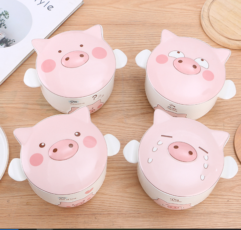 Kawaii Pig Bowl Set