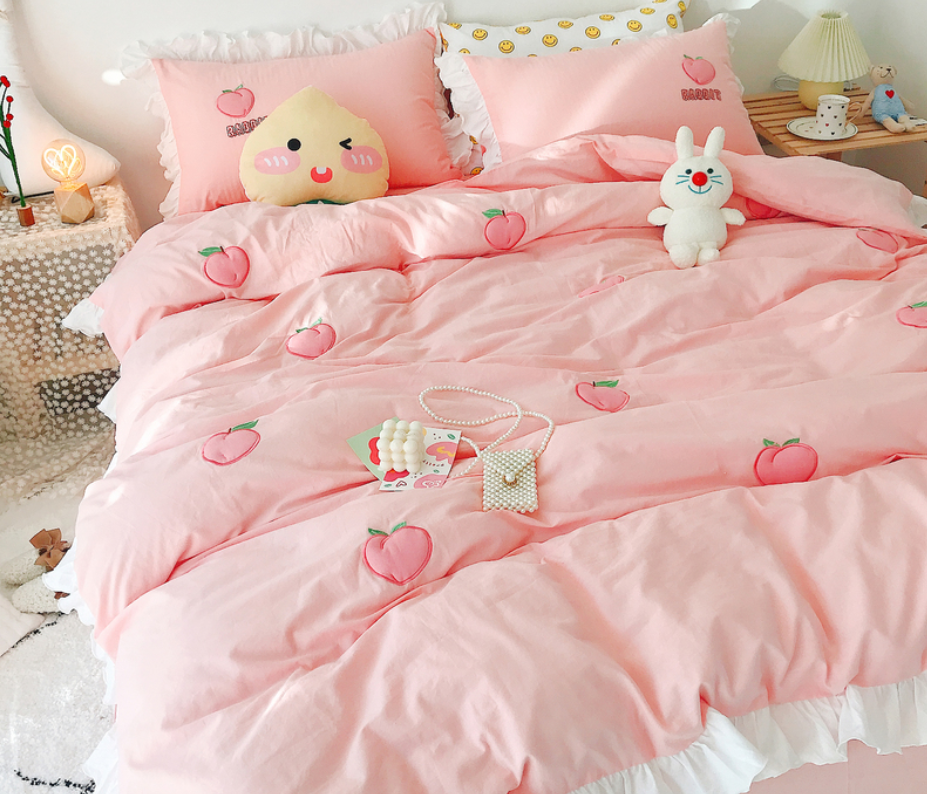 Sweet Rabbit And Peach Bedding Set