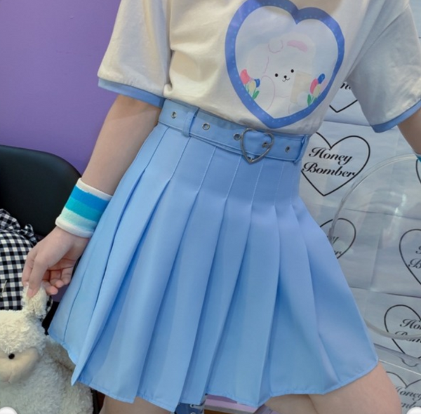 Cute Pastel Love Belt Skirt