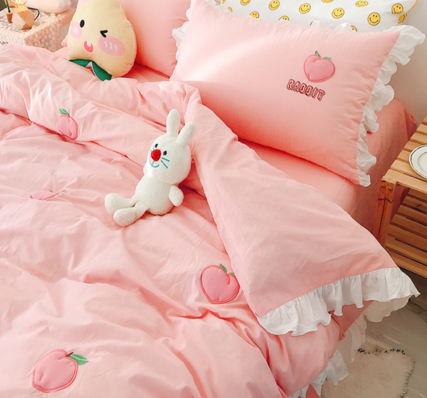 Sweet Rabbit And Peach Bedding Set