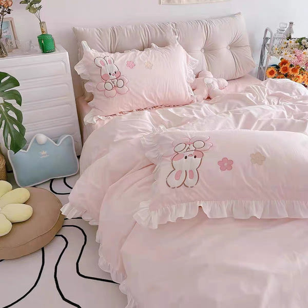 Flower And Rabbit Bedding Set