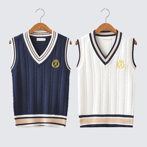 Preppy Style Knitted Vest