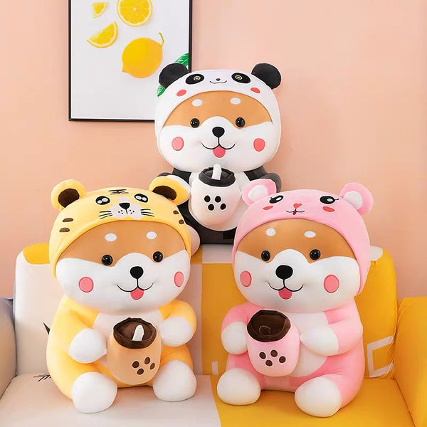 Kawaii Boba Dog Plush Toy