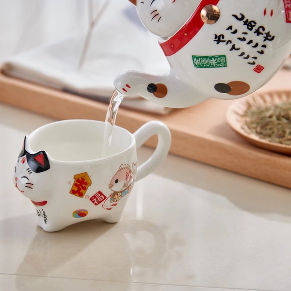 Kawaii Money Cat Tea Set