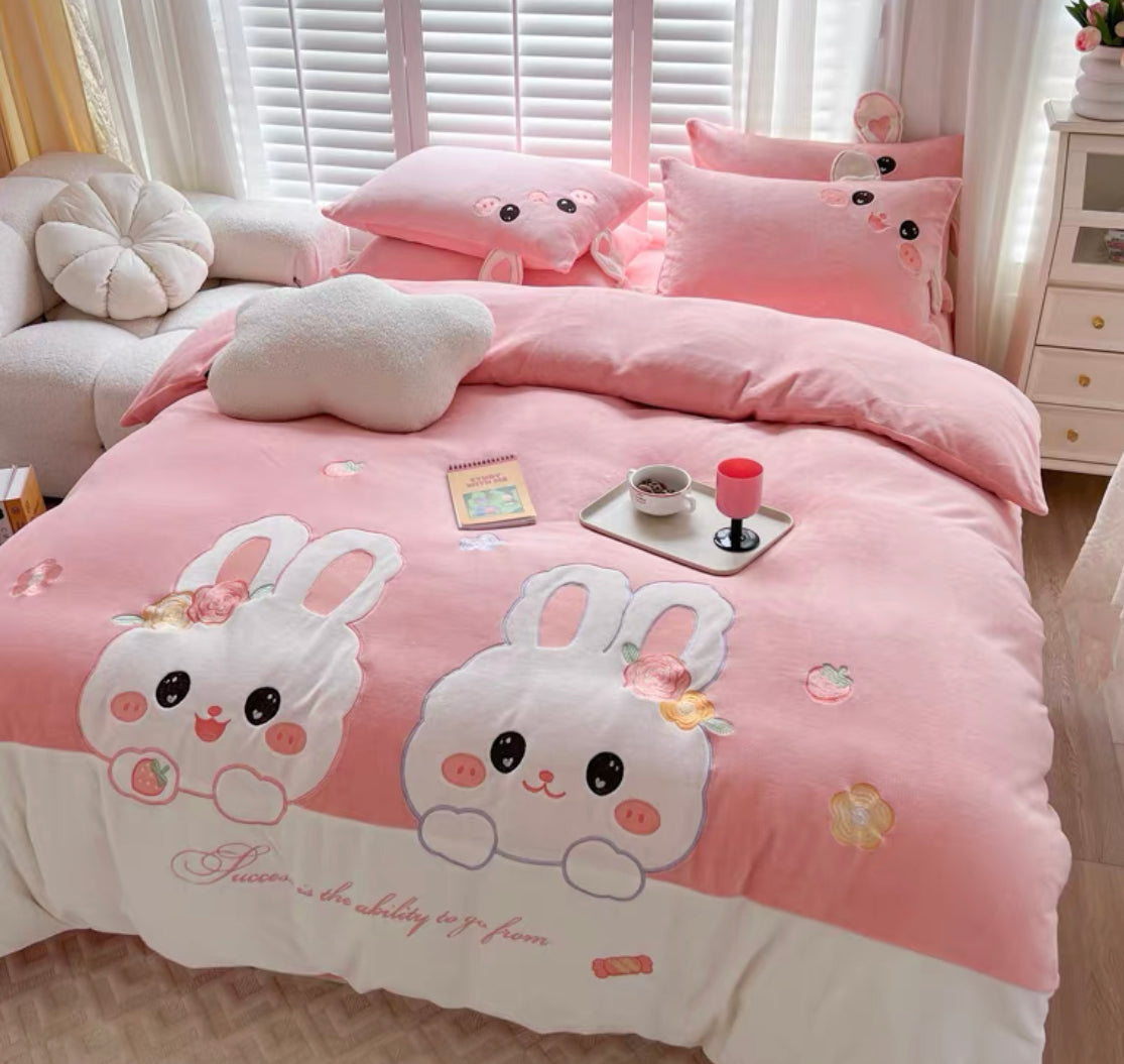 Kawaii Rabbit Bedding Set