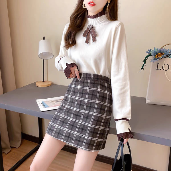 Cute Style Sweater & Skirt