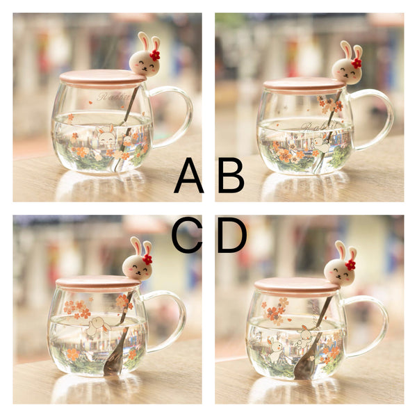 Rabbit And Flowers Drinking Cup