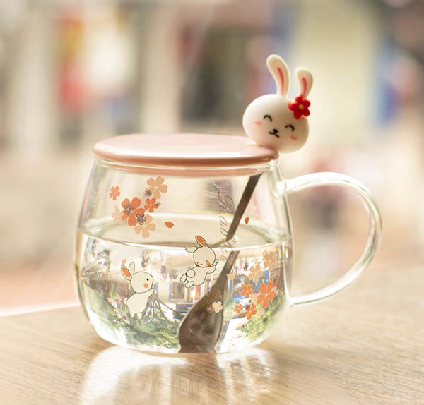Rabbit And Flowers Drinking Cup