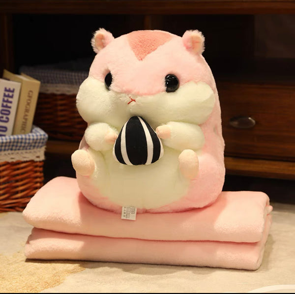 Kawaii Hamster Pillow & Blanket