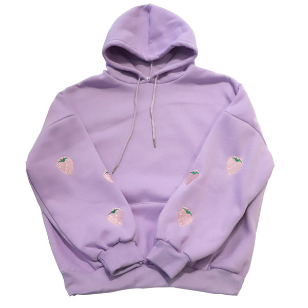 Embroidery Strawberry Hoodie