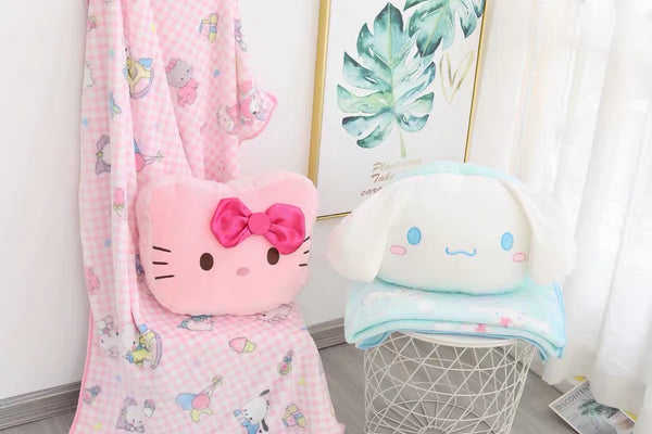 Cute Cartoon Pillow & Blanket