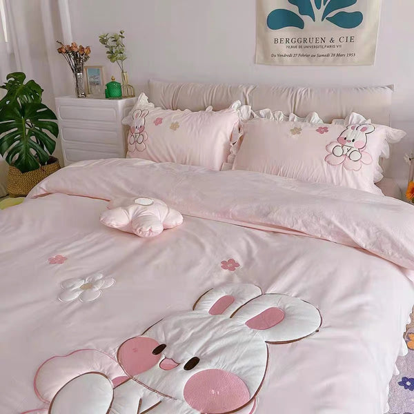 Flower And Rabbit Bedding Set