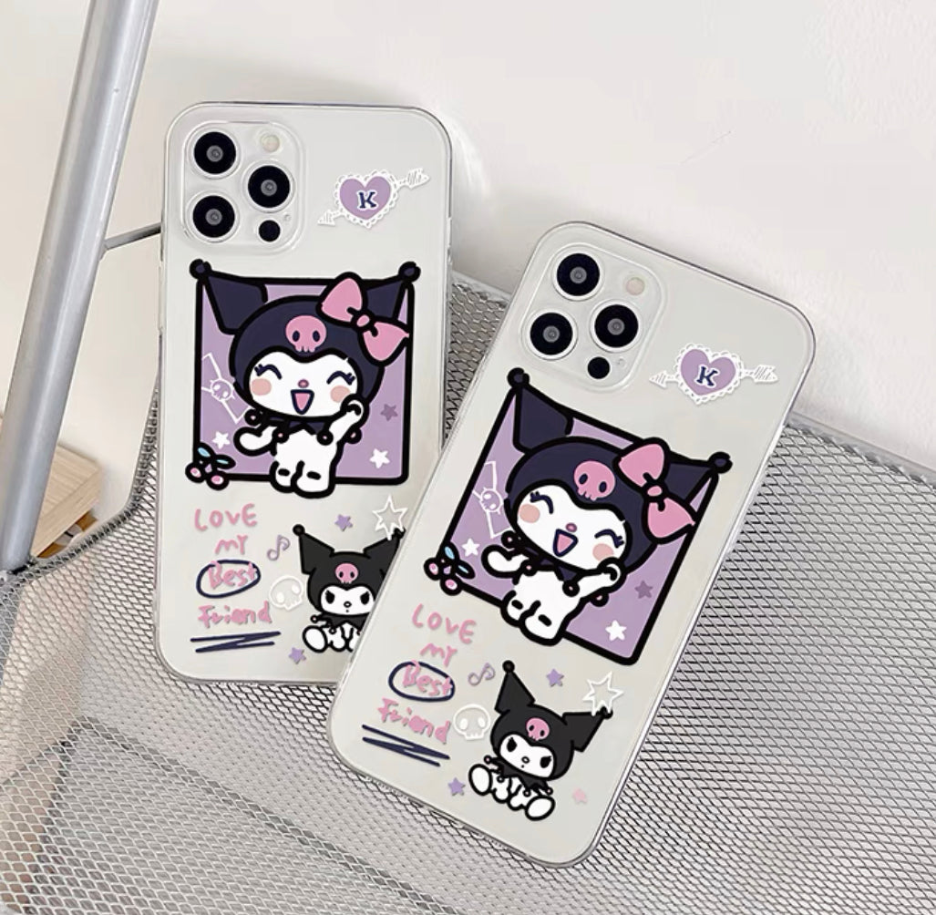 Happy Kuromi Phone Case For Iphone7/8/7/8plus/X/XS/XR/XSmax/11/11pro/11proMax/12/12pro/12mini/12proMax/13/14/13pro/14pro/14promax