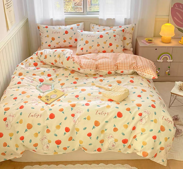 Flower And Rabbit Bedding Set