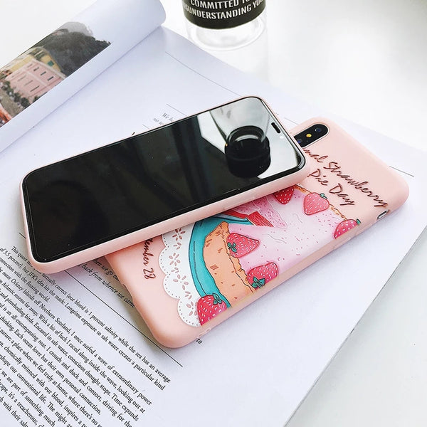 Strawberry Cake Phone Case For Iphone6/6S/6P/7/7P/8/8plus/X/XS/XR/Xs max