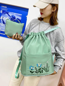 Flower Embroidery Foldable Backpack
