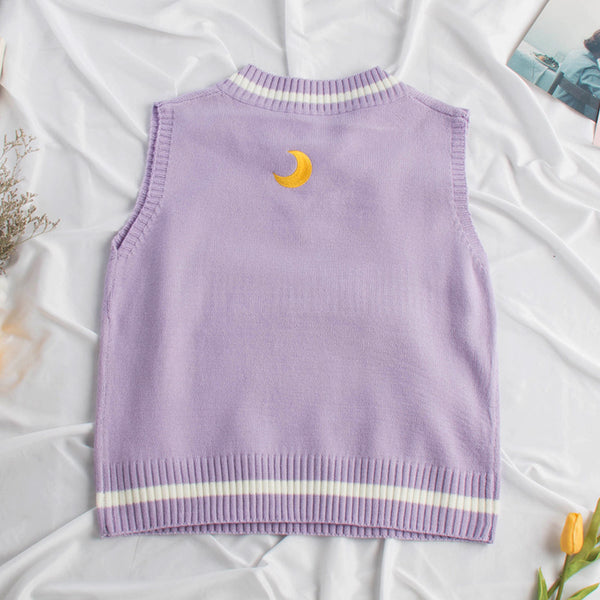Cute Moon Knitted Vest