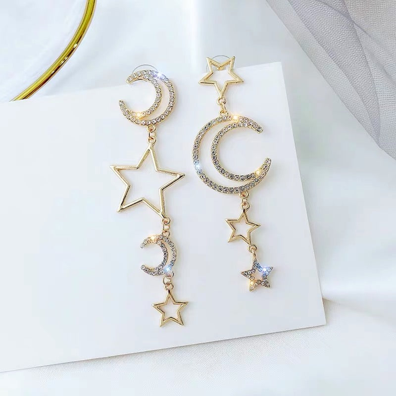 Cute Moon And Star Earrings