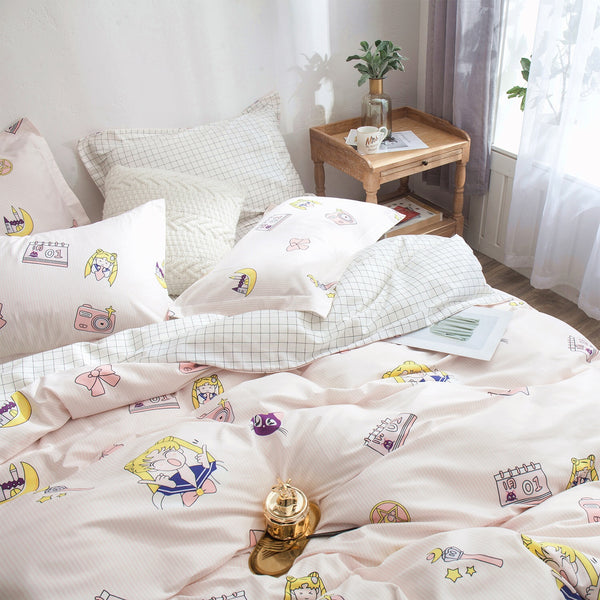 Girl And Cat Bedding Set