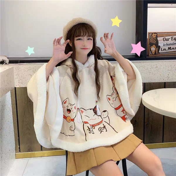 Kawaii Money Cat Cloak Coat