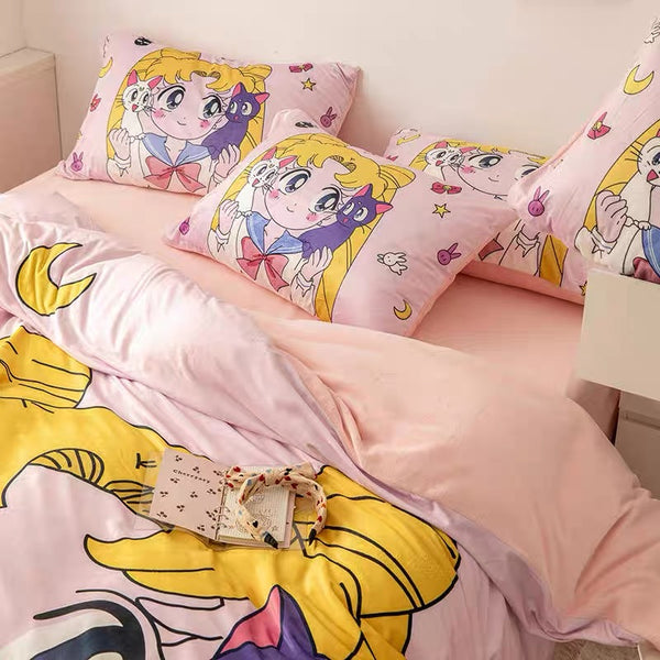Girl With Cats Bedding Set