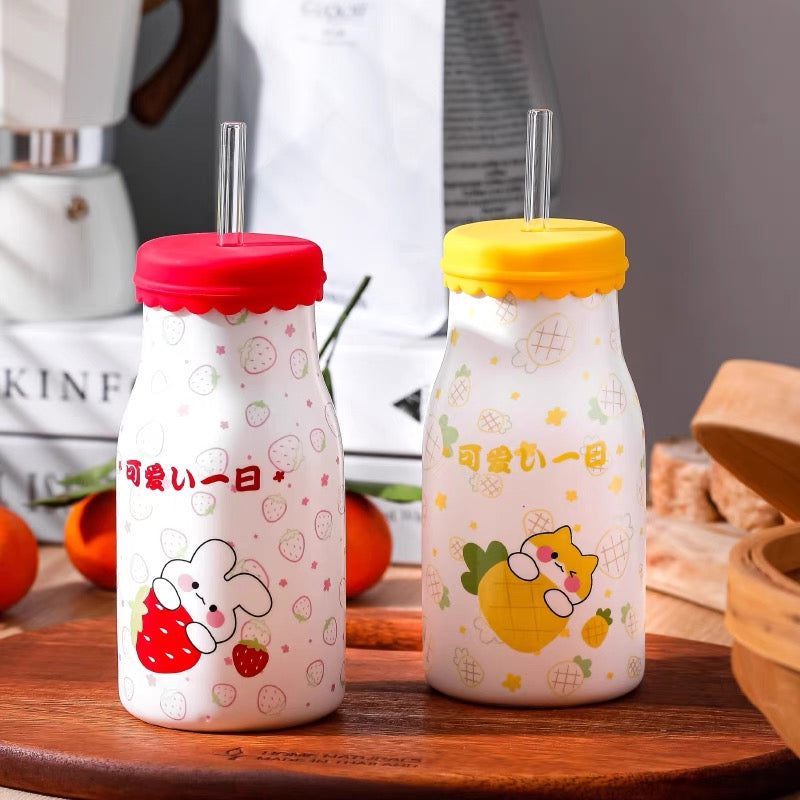 Hello Kitty Kawaii Glass Milk Carton Cup