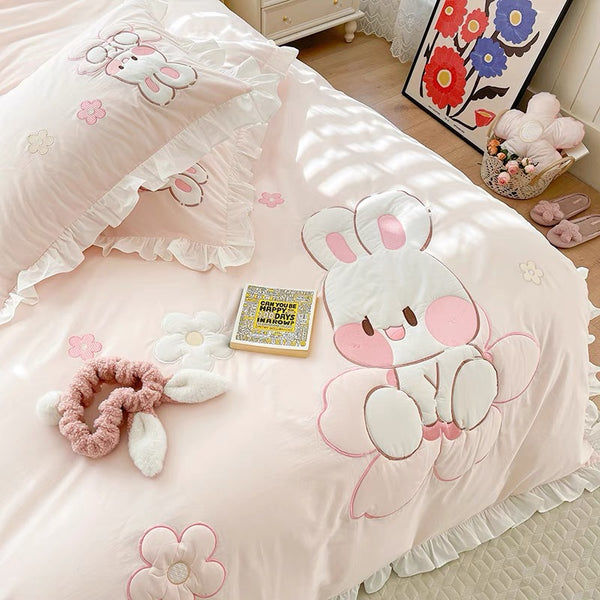 Flower And Rabbit Bedding Set