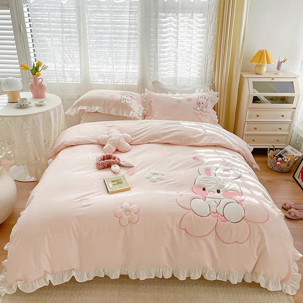 Flower And Rabbit Bedding Set