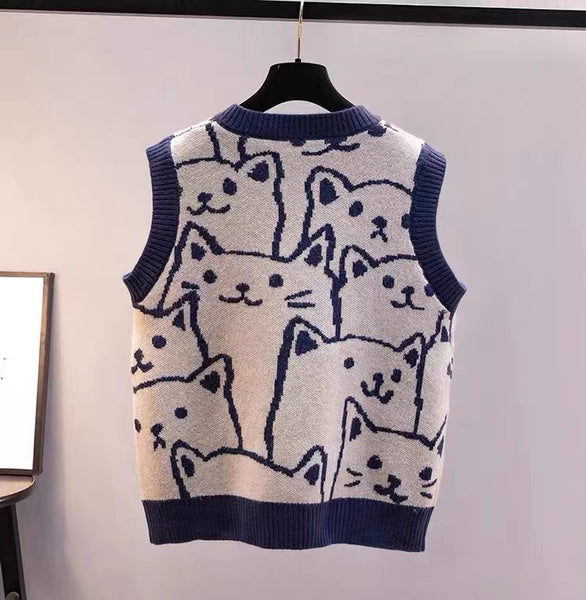 Kawaii Kitty Knitted Vest