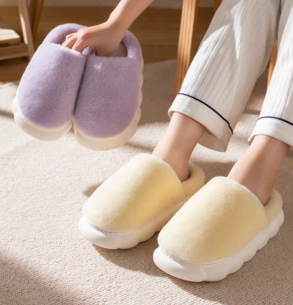 Pastel discount fluffy slippers