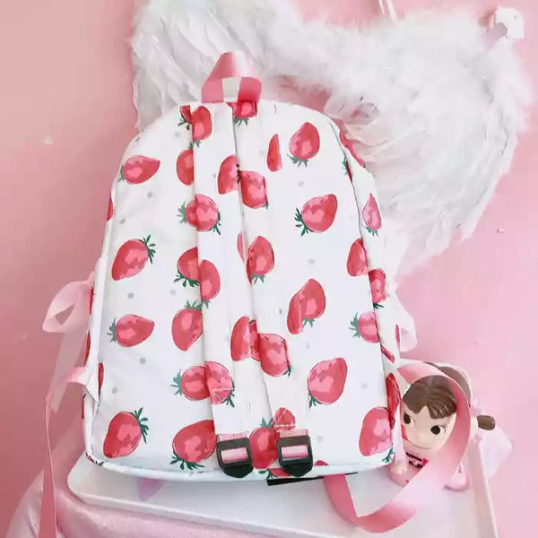 Strawberry Printed  Backpack