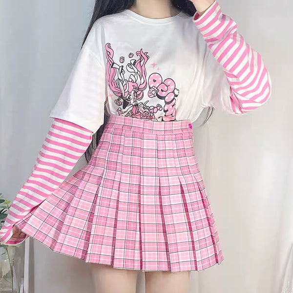 Pinky Plaid Skirt