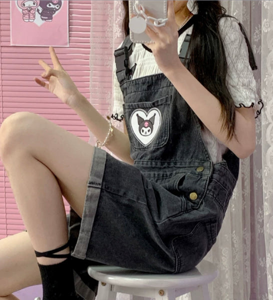 Cute Kuromi Suspender Trousers
