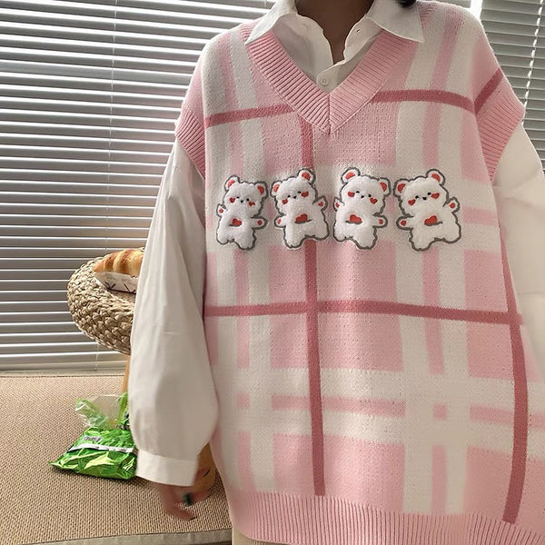 Kawaii Bear Knitted Vest
