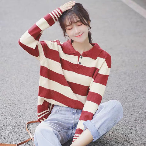 Harajuku Striped Knitwear