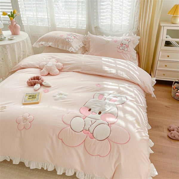 Flower And Rabbit Bedding Set