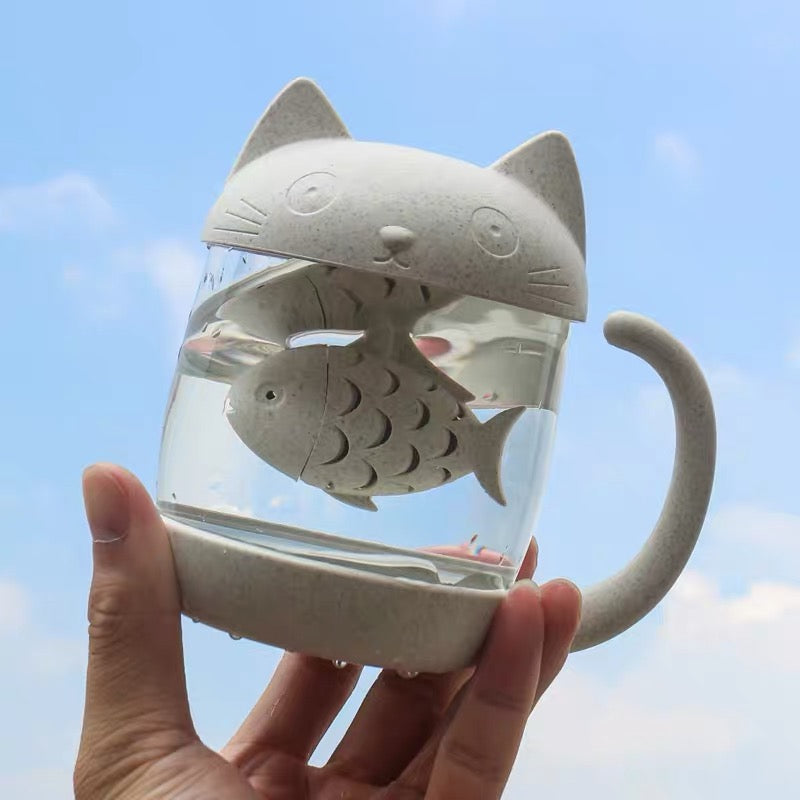 Cat And Fish Drinking Bottle